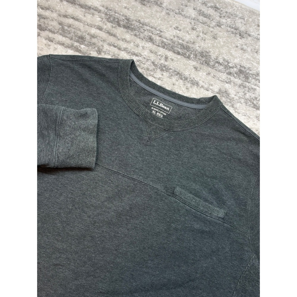L.L. Bean Sweatshirt Mens XL Gray Slightly Fitted Pocket Pullover 509939